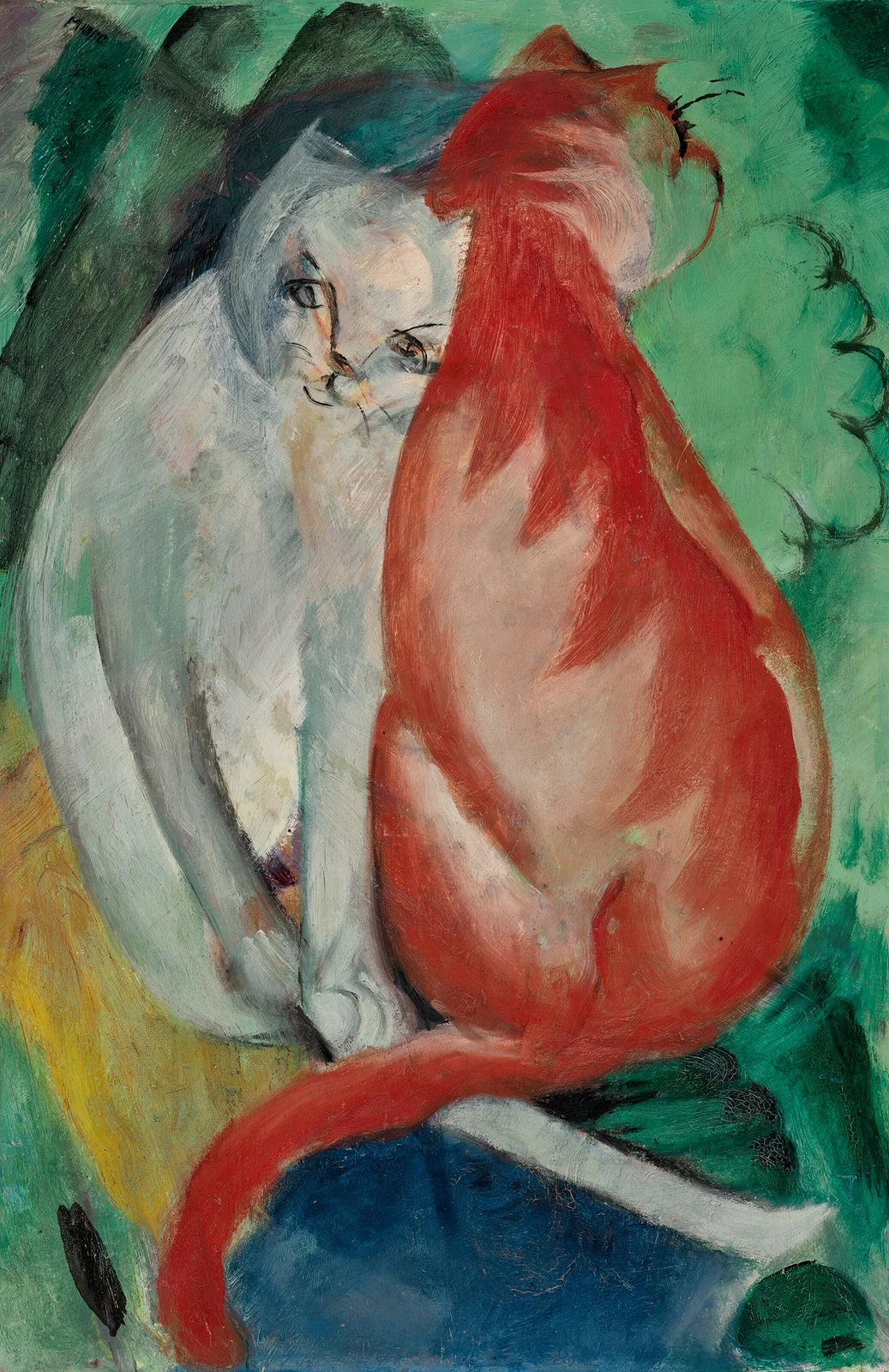 Katzen, Rot und Weiß av Franz Marc