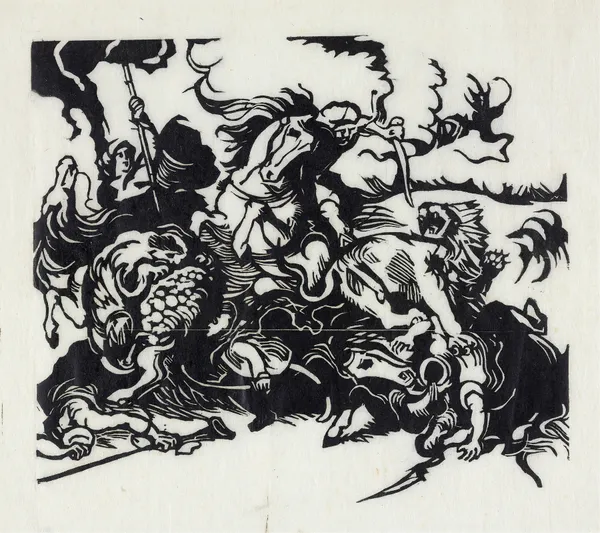 Lion hunt for Delacroix av Franz Marc
