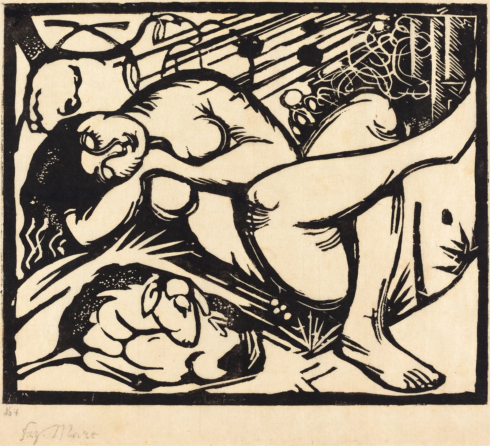 Sleeping Shepherdess (Schlafende Hirtin) av Franz Marc