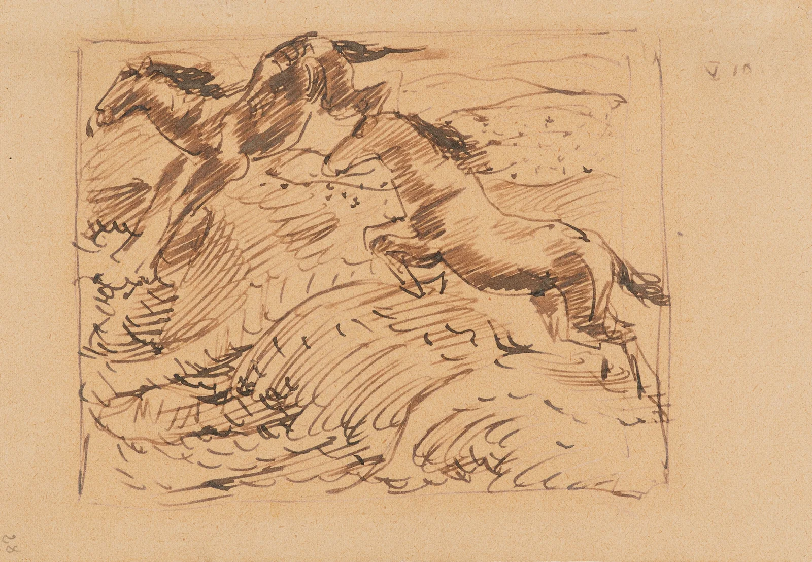Springende Pferde, Kompositionsentwurf av Franz Marc