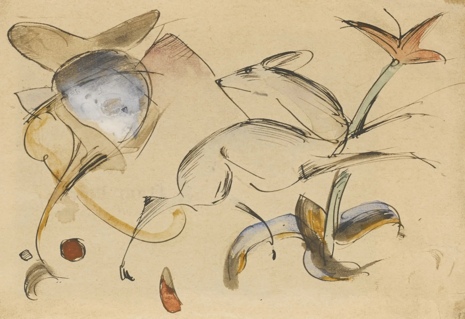 Springendes Reh in Blumen (Deer leaping among flowers) av Franz Marc