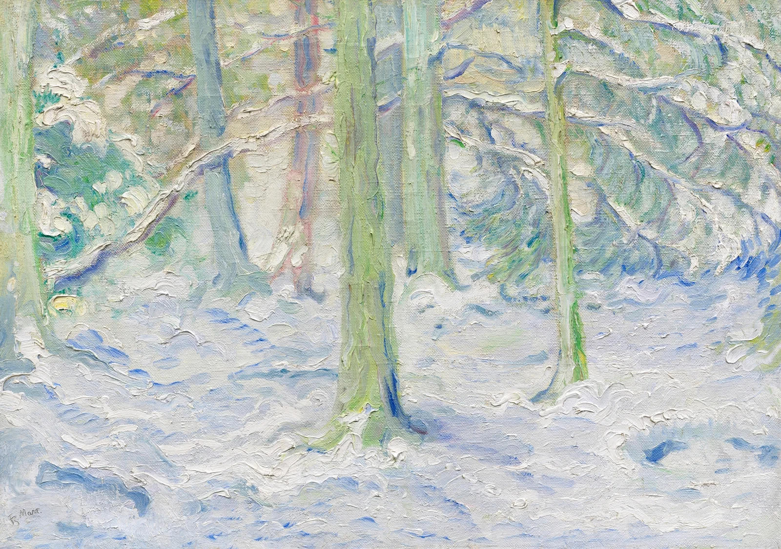 Verschneiter Wald av Franz Marc