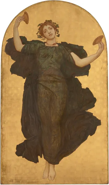 A Dancing Girl with Cymbals in a Green Robe av Frederic Leighton