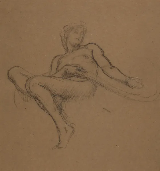 Female nude seated, study for the Garden of the Hesperides av Frederic Leighton