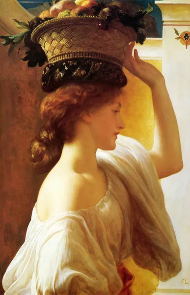Girl with a basket of fruit Date av Frederic Leighton