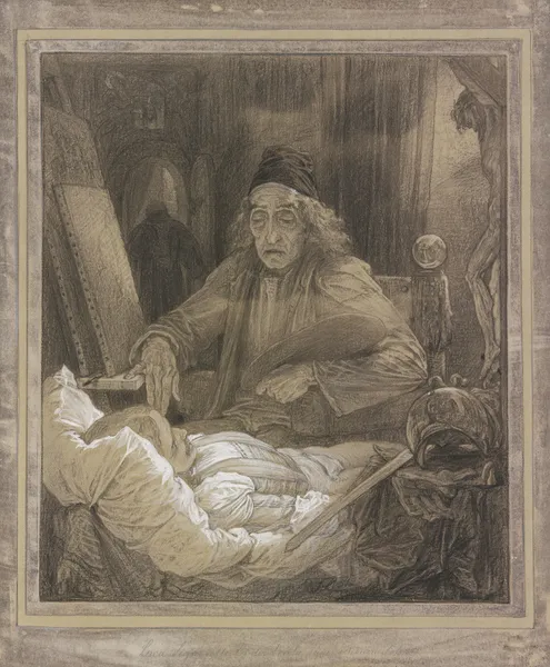 Luca Signorelli Painting his Dead Son av Frederic Leighton