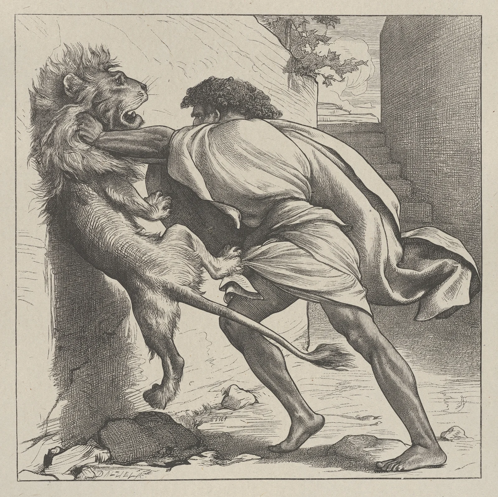 Samson and the Lion av Frederic Leighton