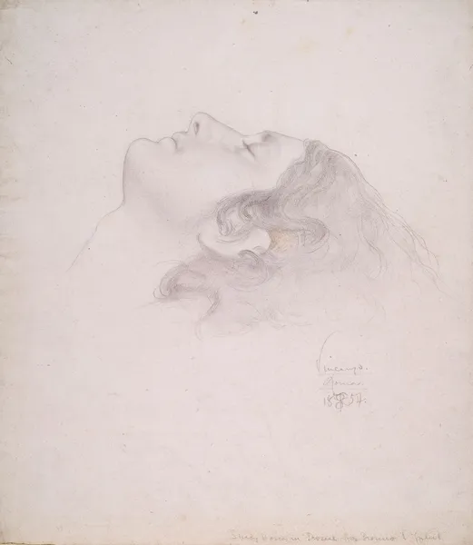 Study of Vicenzo for the Head of Romeo in Reconciliation of the Montagues and the Capulets av Frederic Leighton