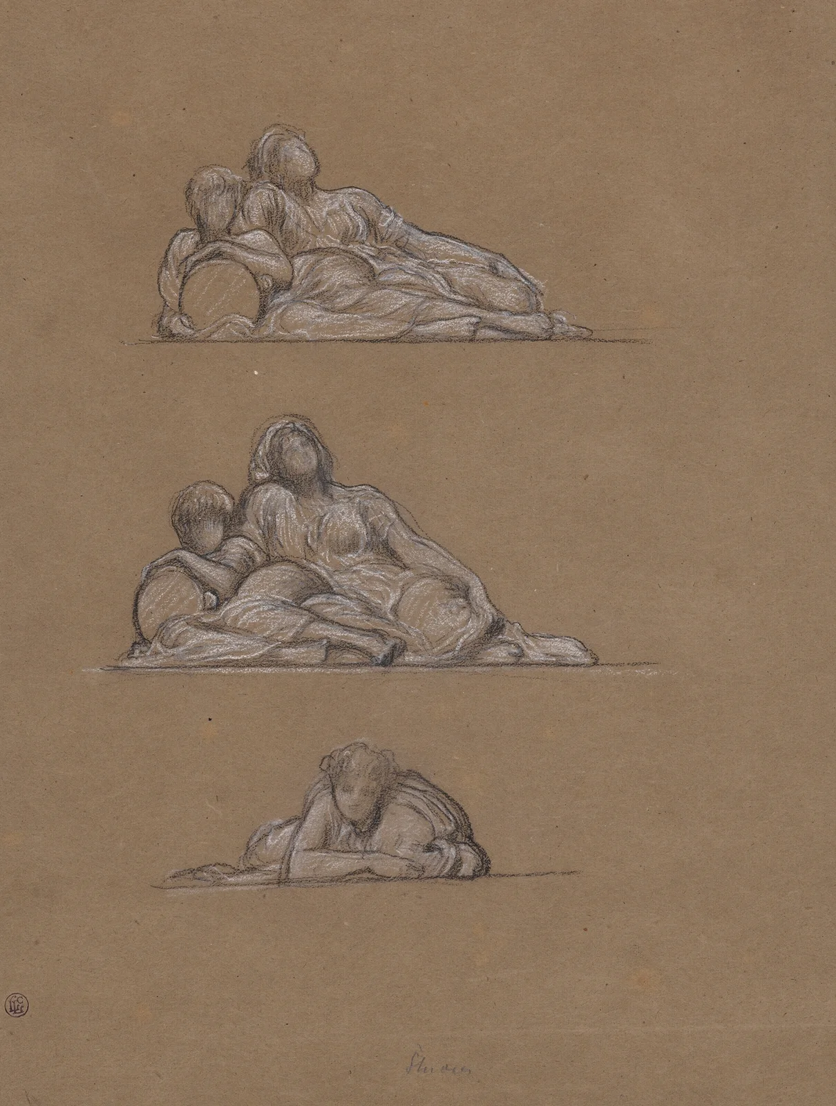 Three figure studies for ‘The Dance’ av Frederic Leighton