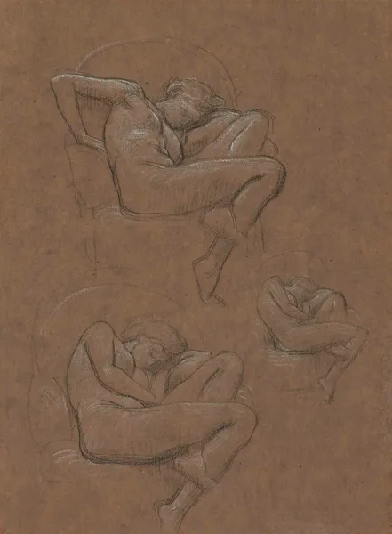 Three studies for ‘Flaming June’ av Frederic Leighton