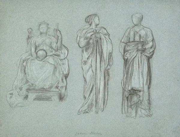 Three studies of draped female figures, one seated av Frederic Leighton