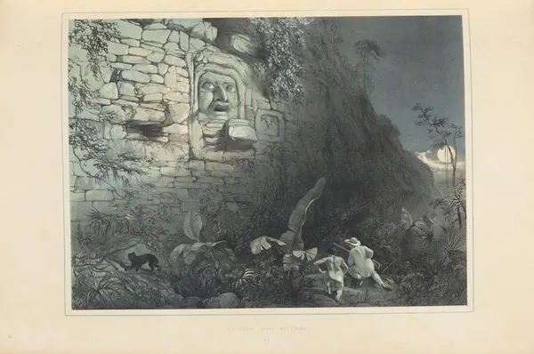 Colossal head at Izamal av Frederick Catherwood