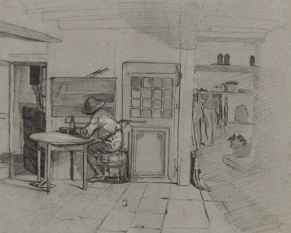 A Farmhouse Interior with a Boy at a Table, 1846 – nr 2 av Alexandre-Gabriel Decamps