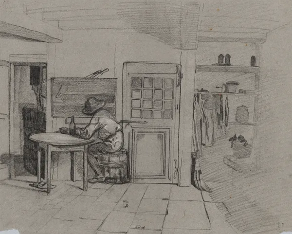 A Farmhouse Interior with a Boy at a Table, 1846 – nr 1 av Alexandre-Gabriel Decamps