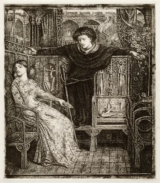 Hamlet, III, 1, Ophelia returning the gift to Hamlet av Dante Gabriel Rossetti