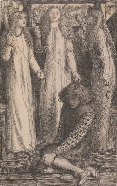 Illustration to the Maids of Elfen-Mere av Dante Gabriel Rossetti