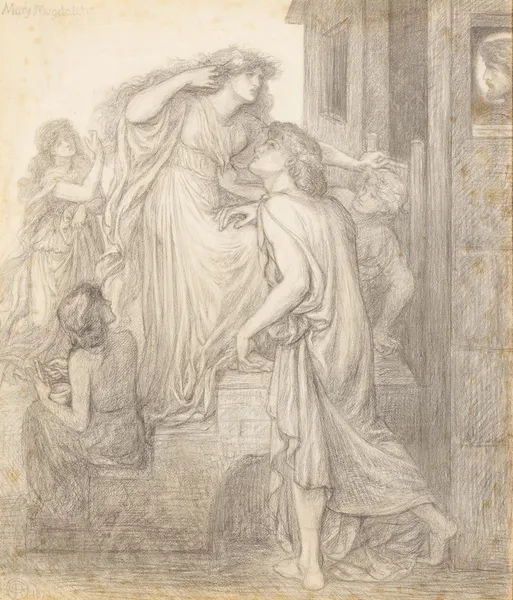 Mary Magdalene at the Door of Simon the Pharisee – Compositional Study av Dante Gabriel Rossetti
