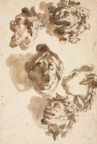 Five Grotesque Heads (second half 1700s) – nr 2 av Gaetano Gandolfi