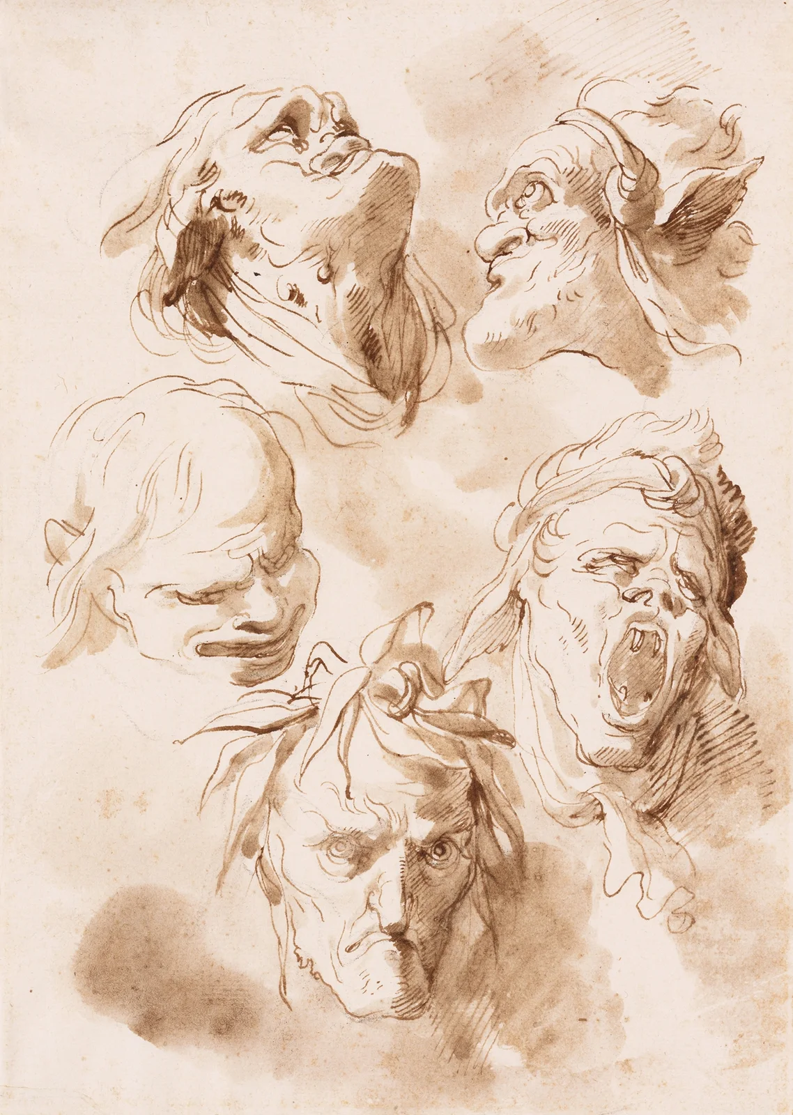 Five Grotesque Heads – nr 1 av Gaetano Gandolfi