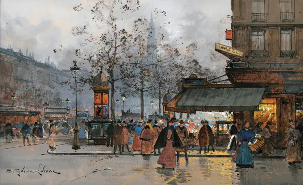 Boulevard Animé À Paris av Eugène Galien-Laloue