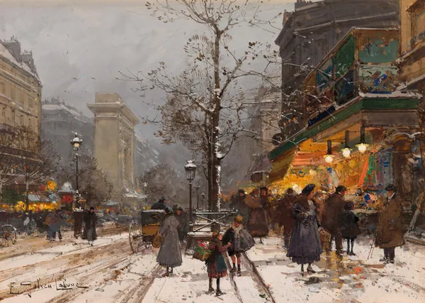 Boulevard Bonne – Nouvelle sous la neige av Eugène Galien-Laloue