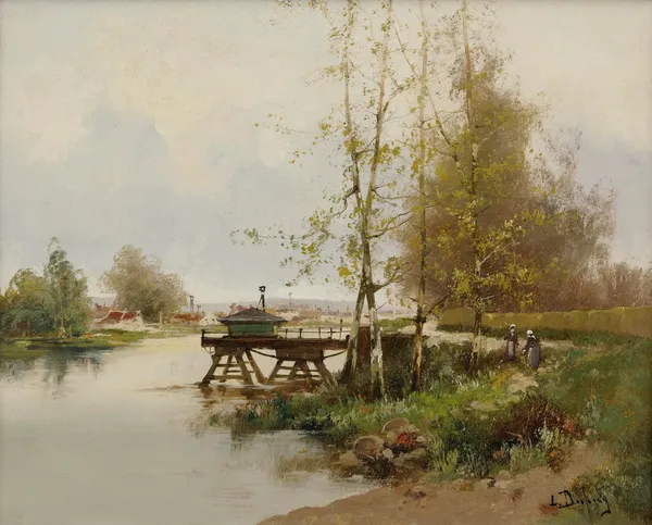 The Pond At The Edge Of The Village av Eugène Galien-Laloue