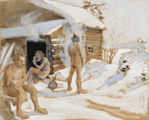 Outside The Sauna av Akseli Gallen-Kallela