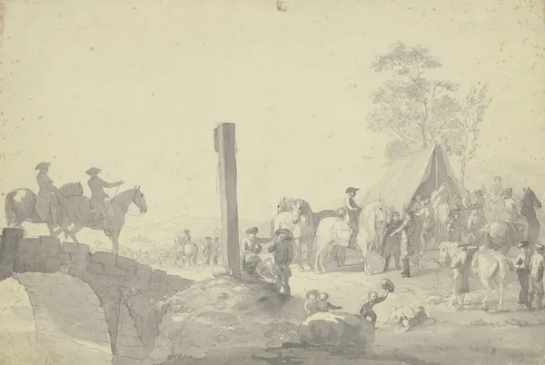 Scene with soldiers in camp av Johann Georg Pforr