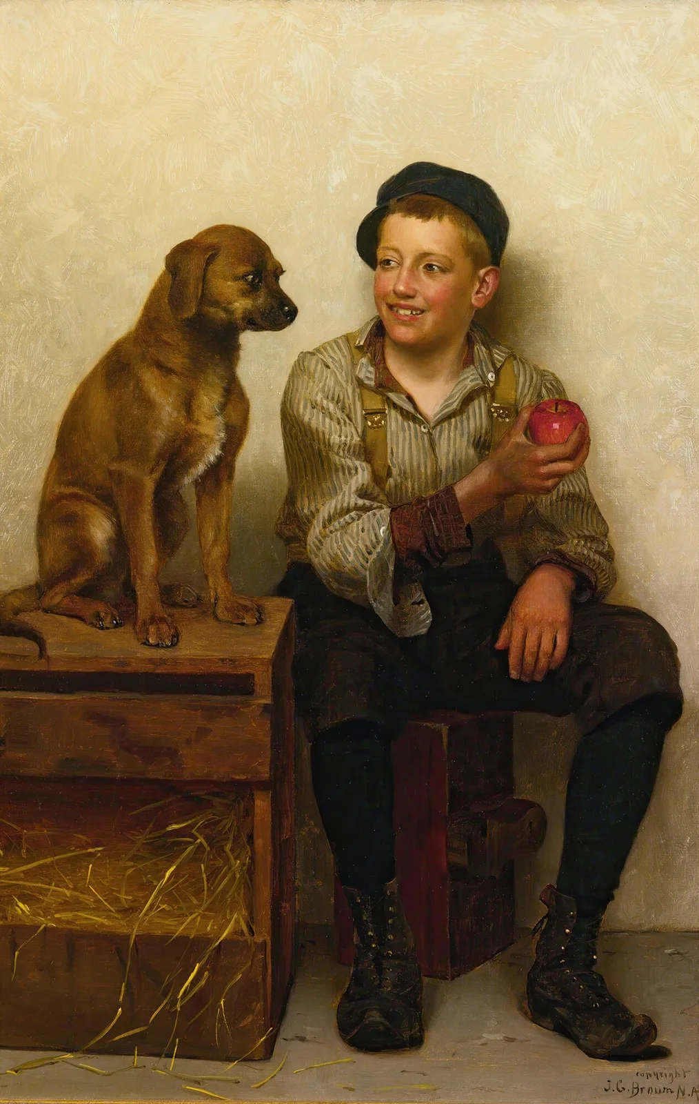 Teasing The Pup av John George Brown