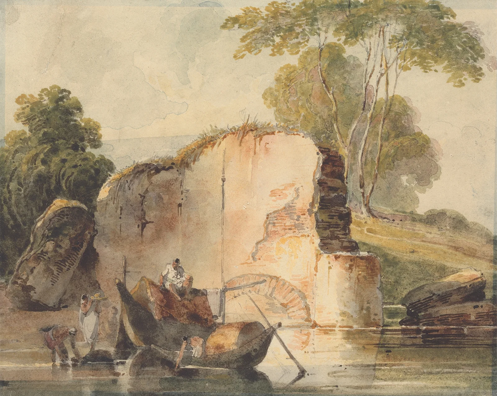 A River Scene av George Chinnery