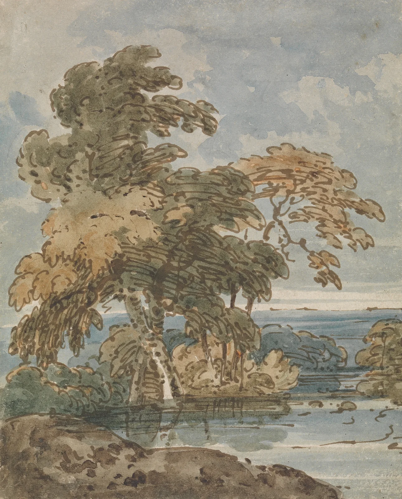 Trees by a River av George Chinnery
