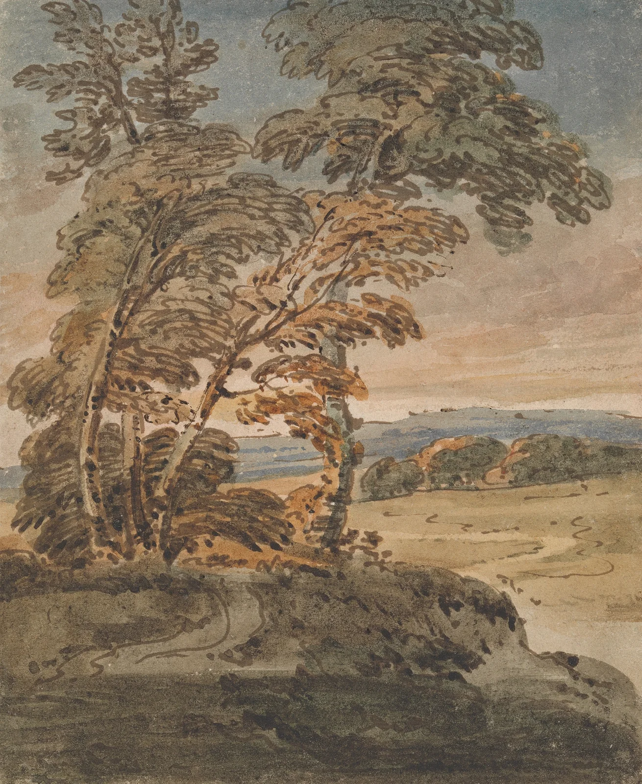 Trees on a Hillside Path av George Chinnery