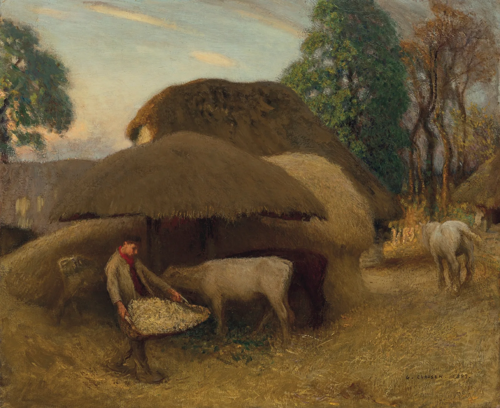 The Farmyard, Evening av Sir George Clausen