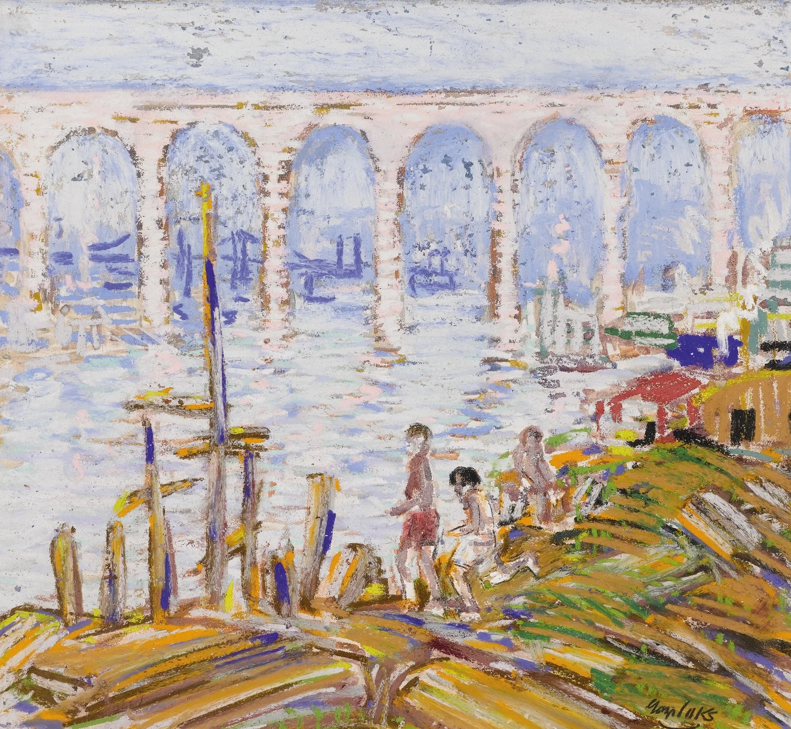 High Bridge Harlem River av George Luks