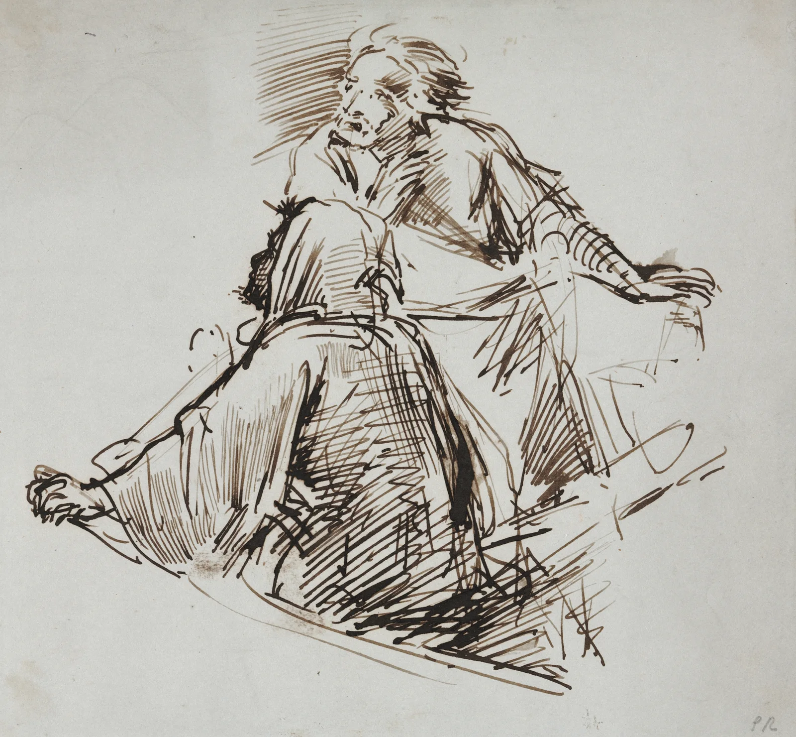 Two Male Figures av George Richmond