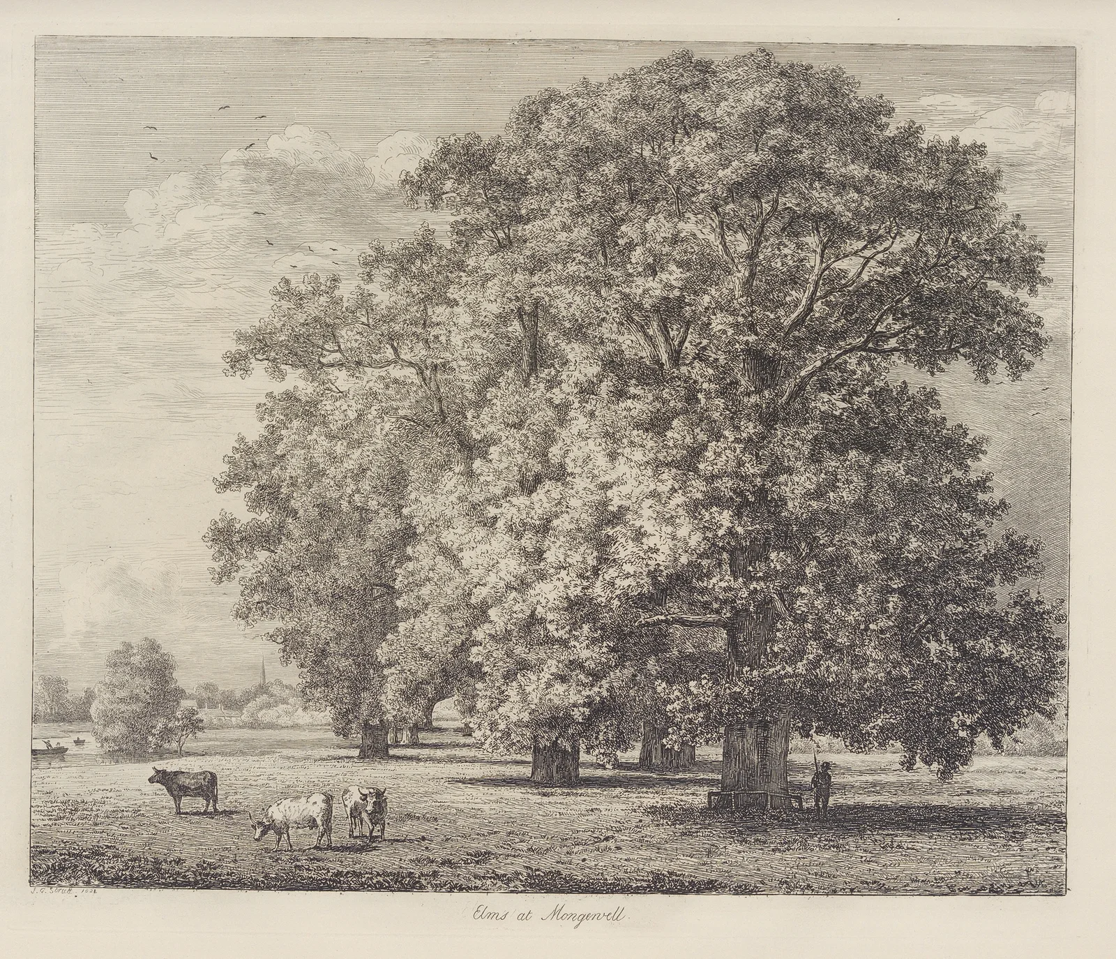 The Elms at Mongewell av Jacob George Strutt