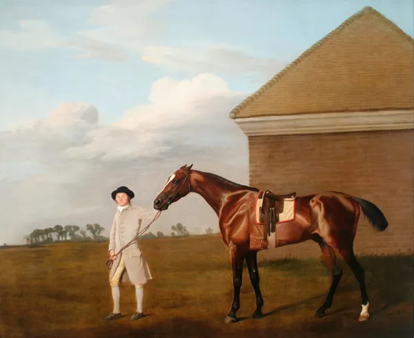Firetail with his Trainer by the Rubbing-Down House on Newmarket Heath av George Stubbs