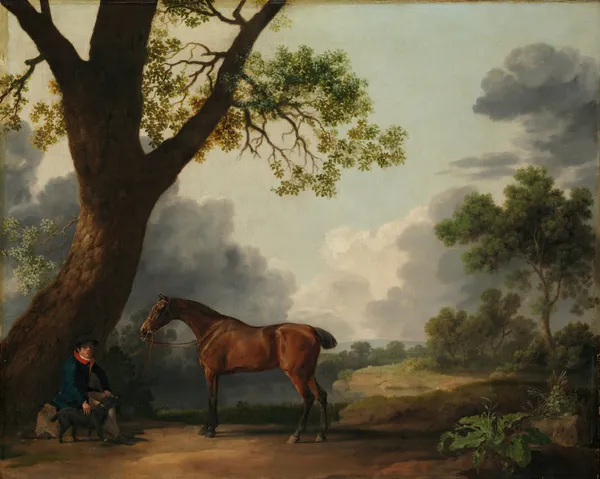 The Third Duke of Dorset’s Hunter with a Groom and a Dog av George Stubbs