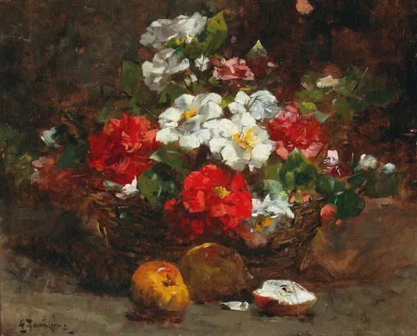 A basket full of flowers av Georges Jeannin
