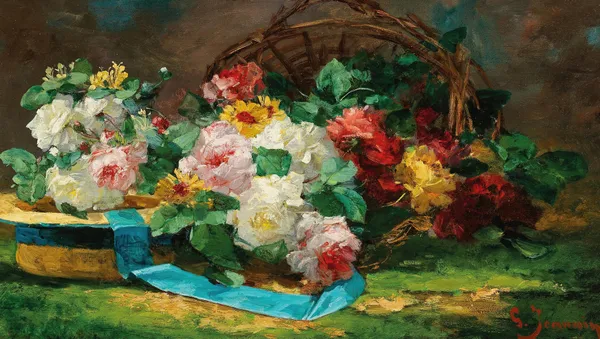Still Life with Roses and a Hat av Georges Jeannin