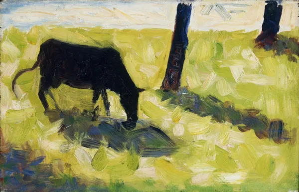 Black Cow in a Meadow av Georges Seurat