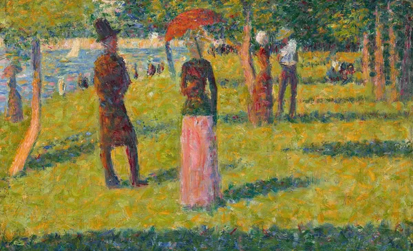 Paysage et personnages (La jupe rose) av Georges Seurat