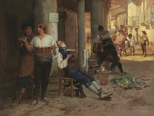 Barbier ambulant, Espagne av Jehan Georges Vibert