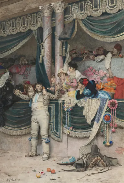 The bullfighter’s adoring crowd av Jehan Georges Vibert