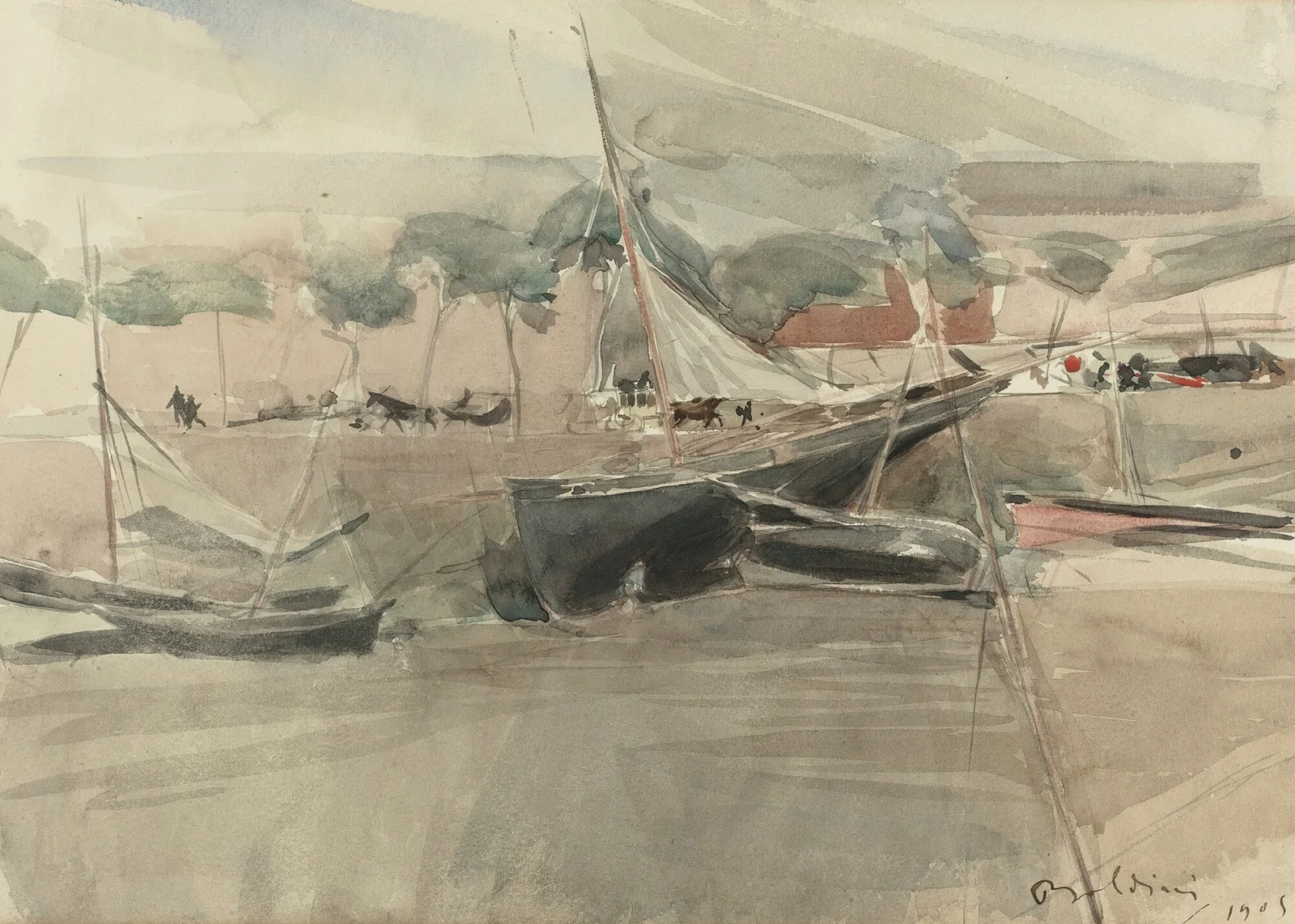 Moored Boats av Giovanni Boldini