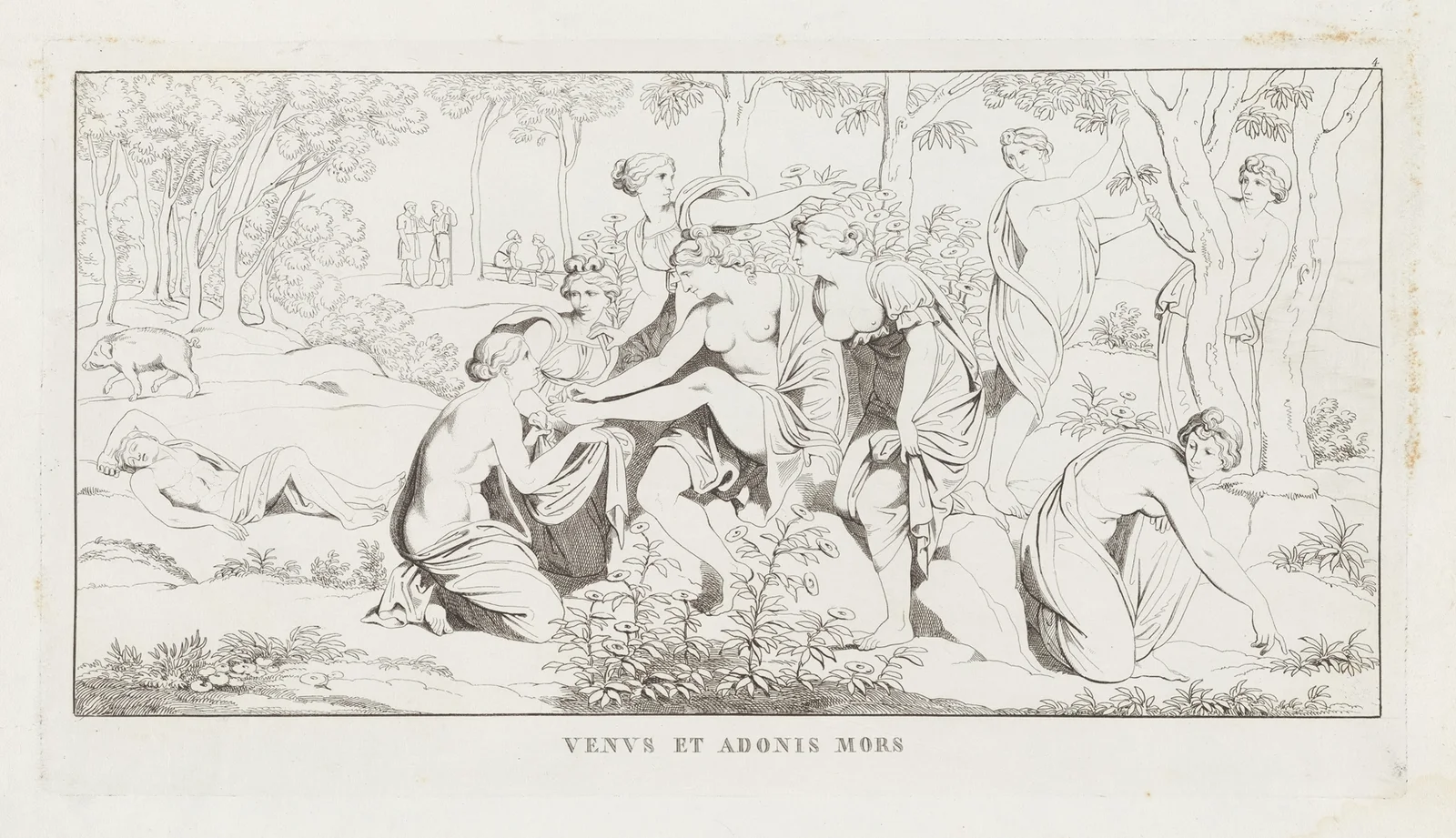 Venus et Adonis Mors av Giulio Romano