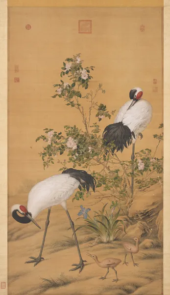 Pair of Cranes in the Shade of Flowers (18th century) av Giuseppe Castiglione