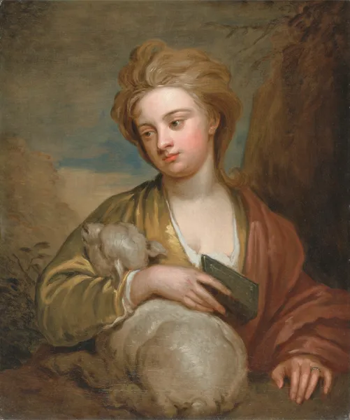 Portrait of a Woman as St. Agnes, Traditionally Identified as Catherine Voss av Sir Godfrey Kneller