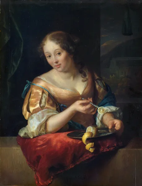 Young Woman with Lemon av Godfried Schalcken