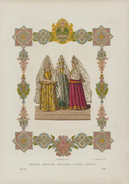 Summer women costume of the city of Torzhok av Fedor Grigoryevich Solntsev